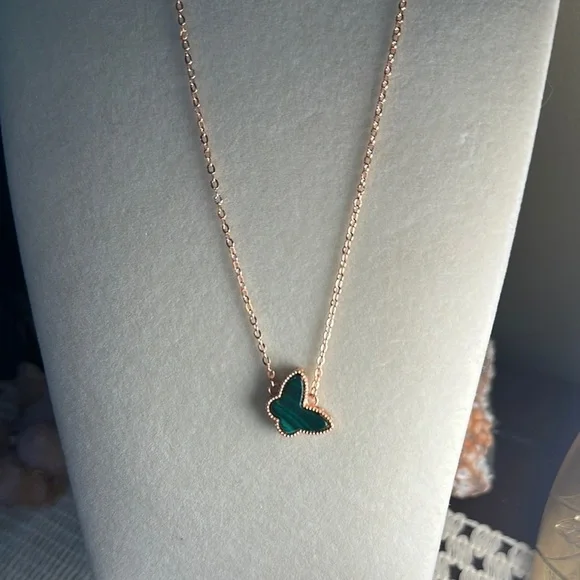 Malachite Butterfly Pendant Necklace - Picture 7 of 8